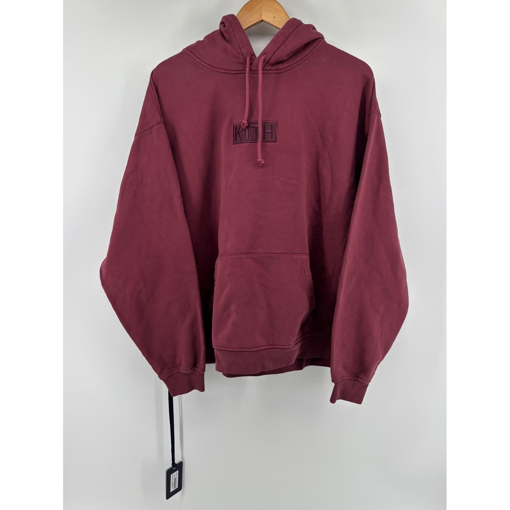 NWT KITH Williams III Hoodie Magma Burgundy Red Box Logo Sweatshirt Sz XXL